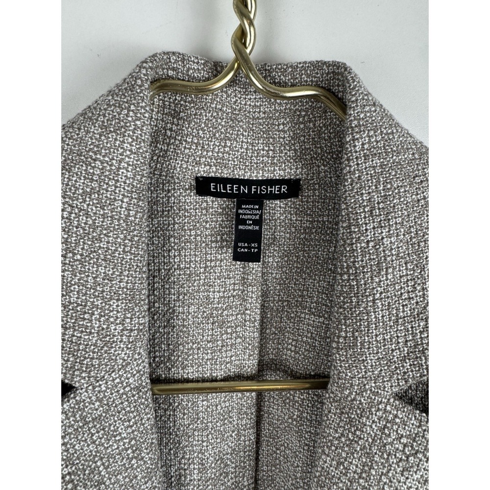 Eileen Fisher Organic Cotton Textured Knit Blazer Jacket Beige Taupe Women's XS - Picture 3 of 6